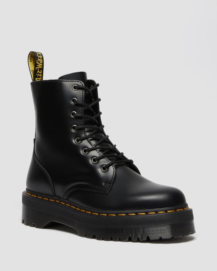 Dr.martens Romania Neagra Lustruita Neteda Jadon Piele Neteda Cizme Cu Platforma