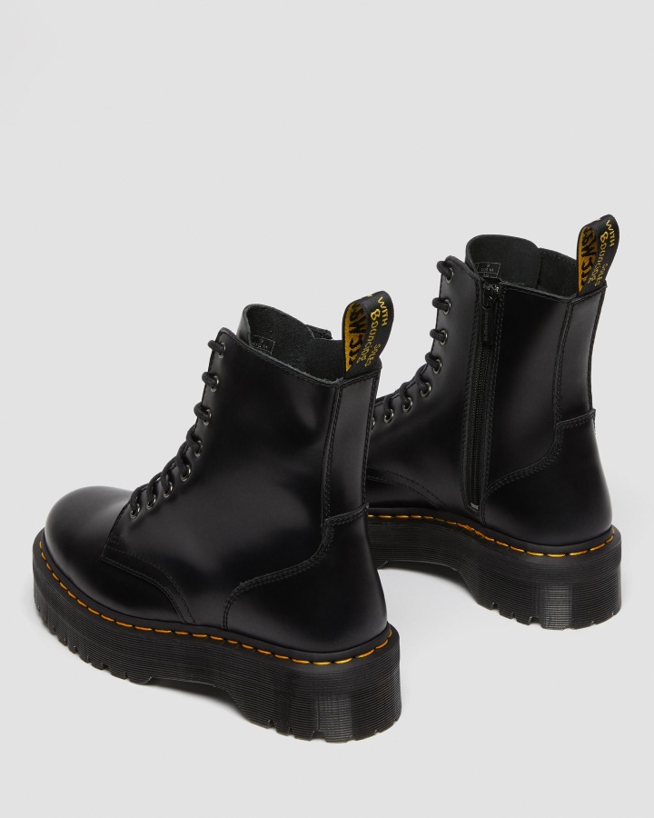 Dr.martens Romania Neagra Lustruita Neteda Jadon Piele Neteda Cizme Cu Platforma