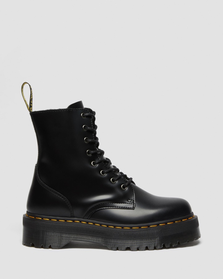 Dr.martens Romania Neagra Lustruita Neteda Jadon Piele Neteda Cizme Cu Platforma