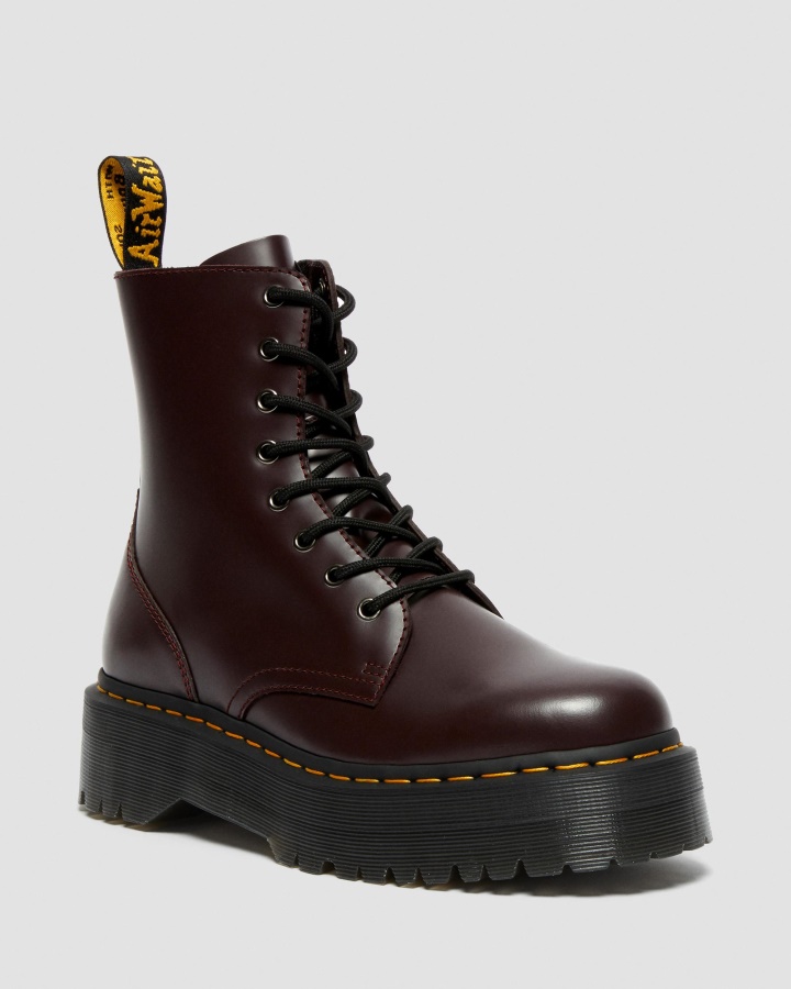 Cizme Jadon Piele Neteda Platforma Burgundy Piele Neteda Dr.martens Romania