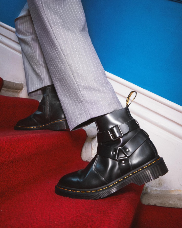 Jaimes Ham Piele Cizme Chelsea Negru Lustruit Neted Dr.martens Romania