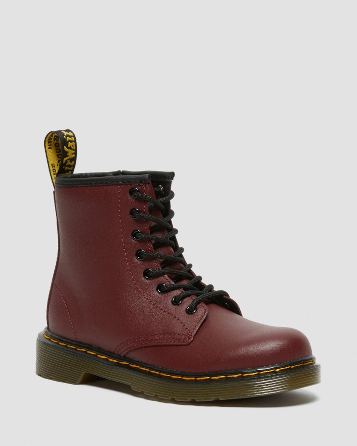Cizme Dr.martens Romania Cherry Red Romario Junior 1460 Softy T Din Piele Cu Siret