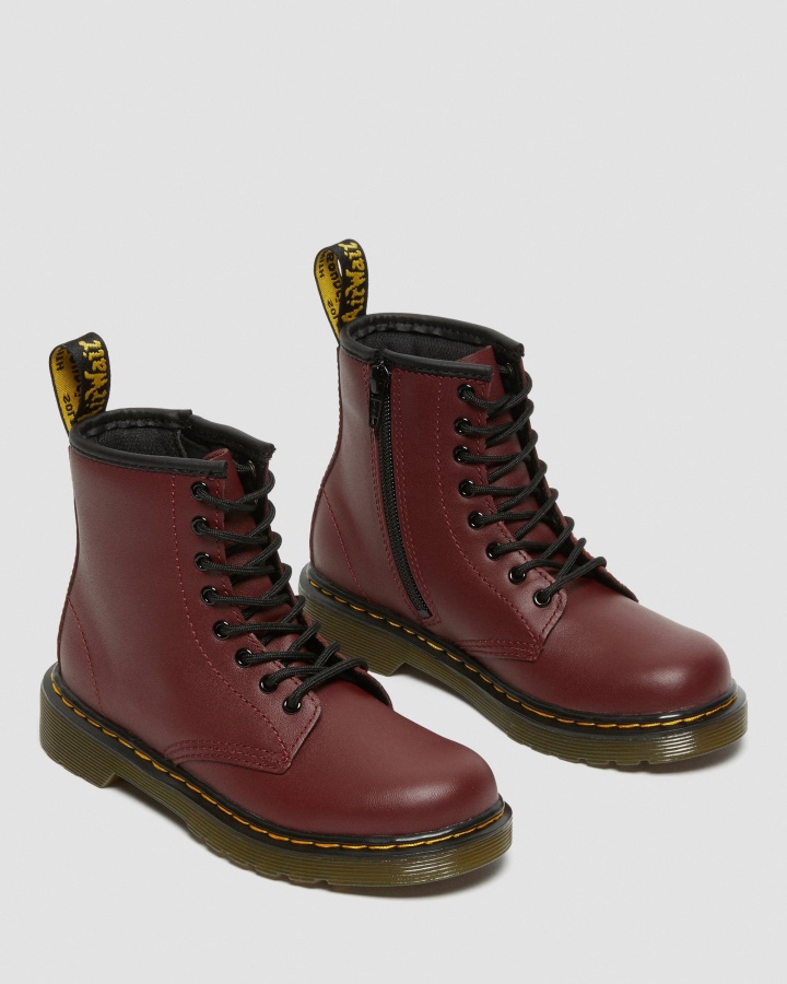 Cizme Dr.martens Romania Cherry Red Romario Junior 1460 Softy T Din Piele Cu Siret