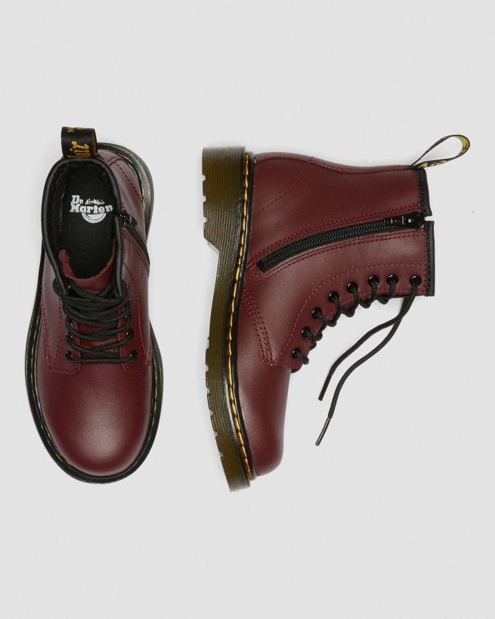 Cizme Dr.martens Romania Cherry Red Romario Junior 1460 Softy T Din Piele Cu Siret