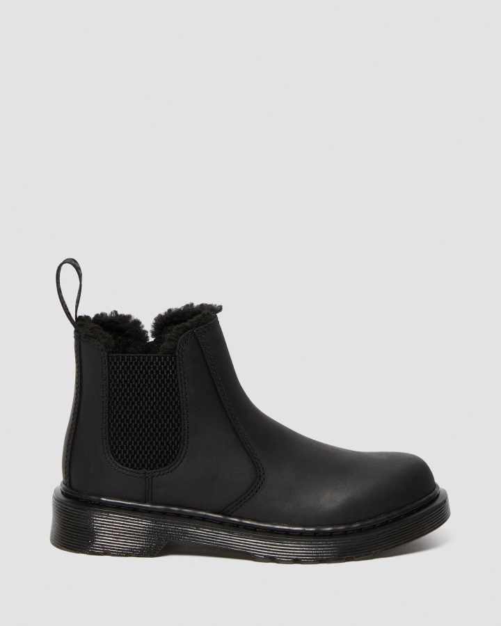 Cizme Chelsea Dr.martens Romania Black Republic Wp Junior 2976 Captusite Cu Blana Artificiala