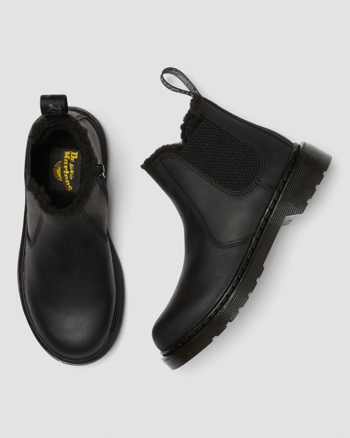 Cizme Chelsea Dr.martens Romania Black Republic Wp Junior 2976 Captusite Cu Blana Artificiala