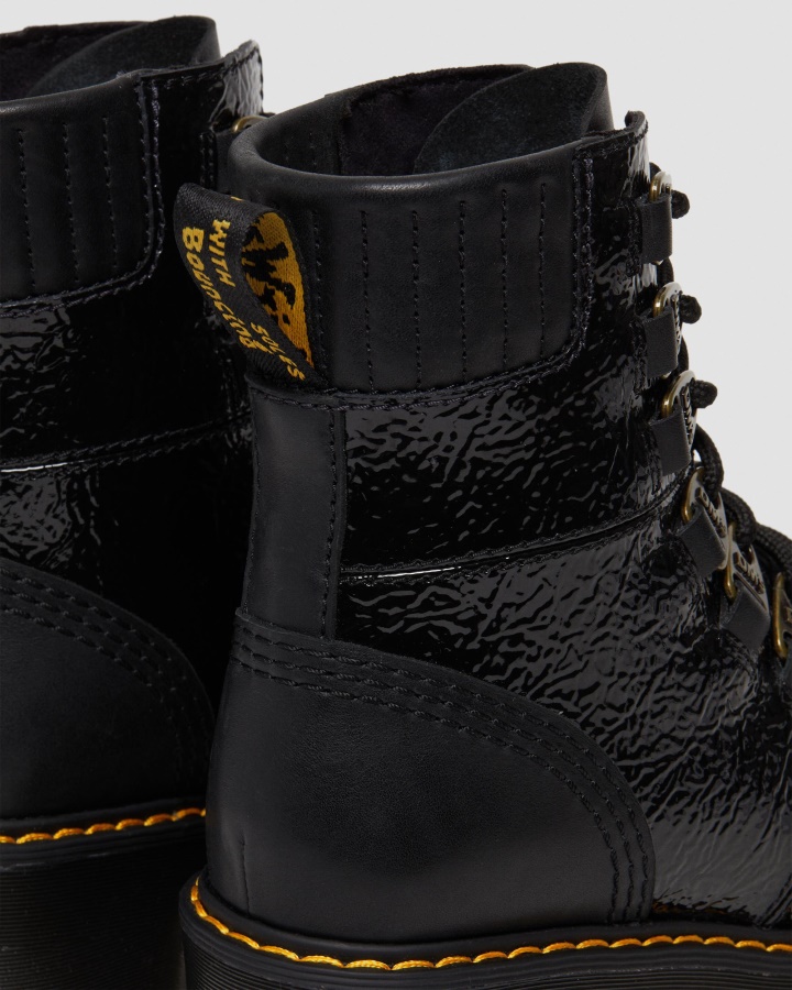 Cizme Dr.martens Romania Negru Laurenne Din Piele Lacuita Cu Siret Cu Toc