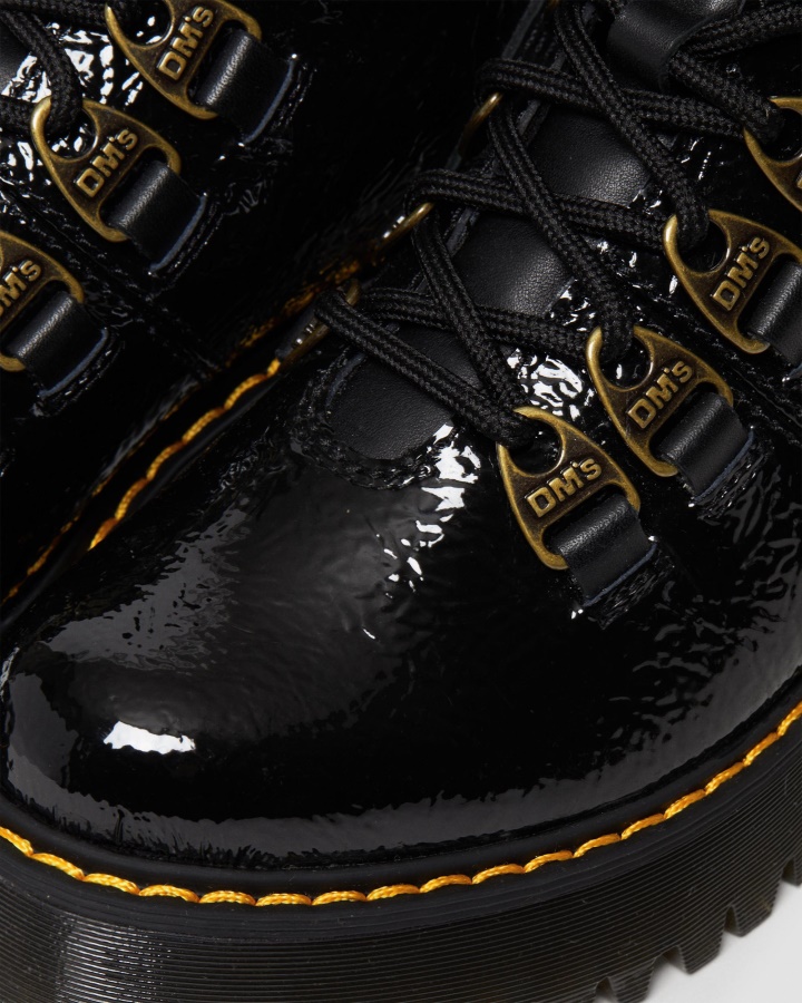 Cizme Dr.martens Romania Negru Laurenne Din Piele Lacuita Cu Siret Cu Toc