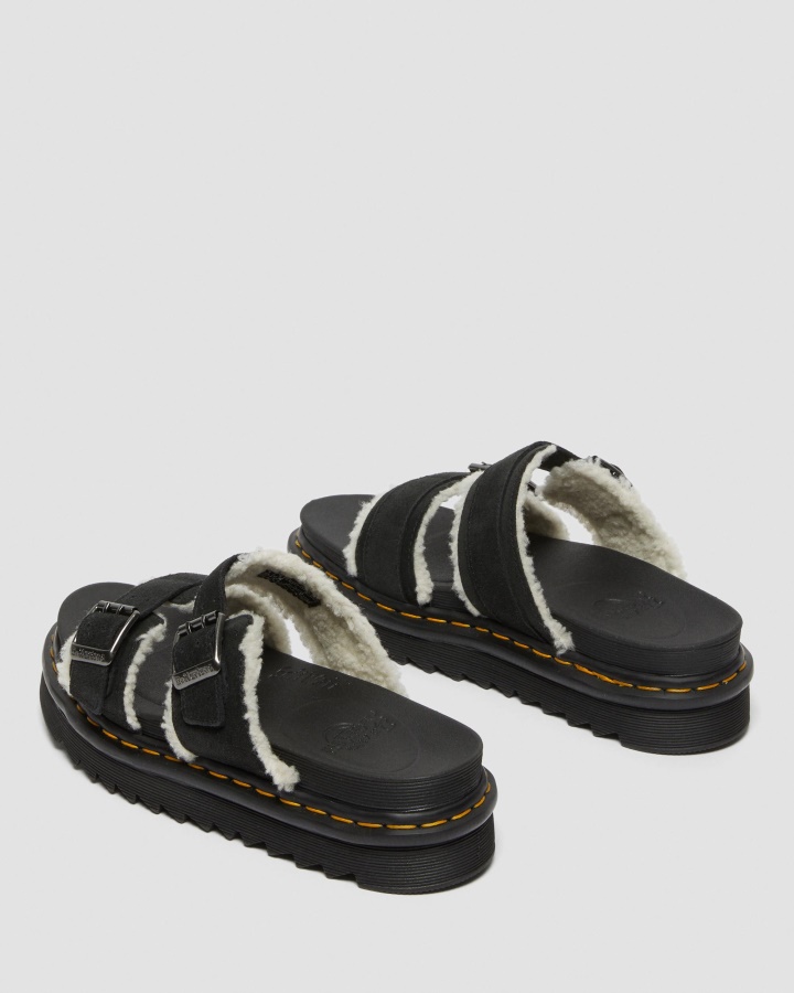Dr.martens Romania Negru E.h.suede Myles Piele Intoarsa Cu Catarama Sandale Cu Catarama