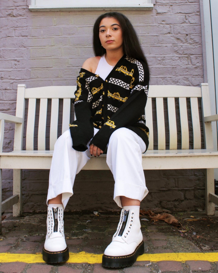 Dr.martens Romania Cizme Cu Platforma Din Piele Napa Frezata Alb Sinclair