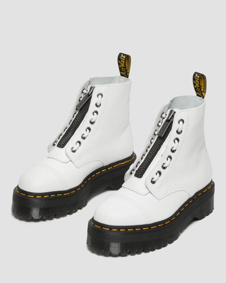 Dr.martens Romania Cizme Cu Platforma Din Piele Napa Frezata Alb Sinclair