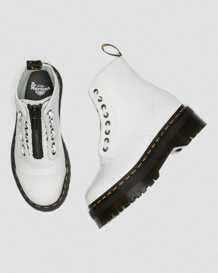 Dr.martens Romania Cizme Cu Platforma Din Piele Napa Frezata Alb Sinclair
