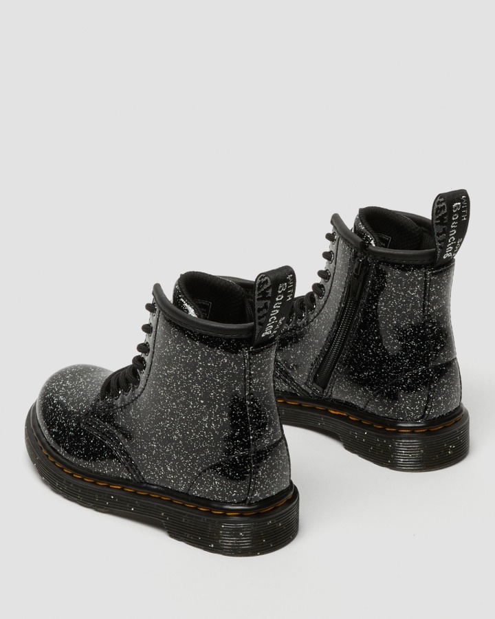 Dr.martens Romania Negru Cosmic Sclipici Pentru Copii Mici 1460 Sclipici Cizme Cu Siret