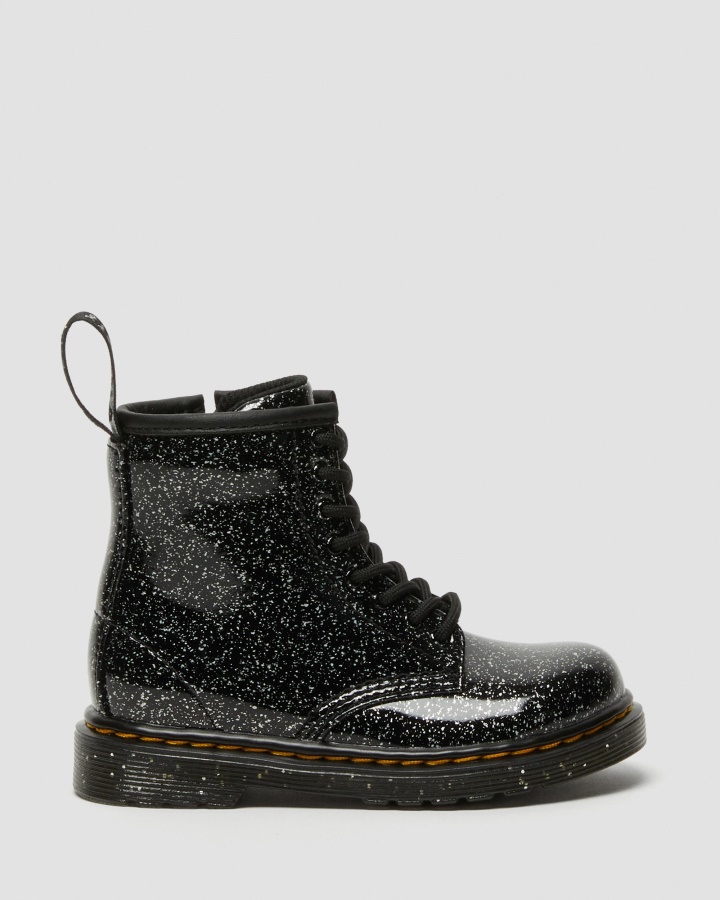Dr.martens Romania Negru Cosmic Sclipici Pentru Copii Mici 1460 Sclipici Cizme Cu Siret