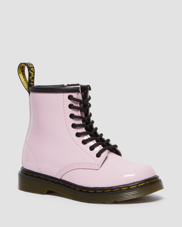 Dr.martens Romania Cizme Lacuite Roz Pal Pentru Copii Mici 1460 Cizme Cu Siret