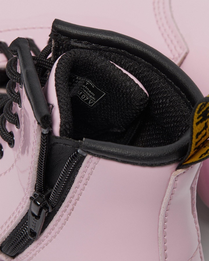 Dr.martens Romania Cizme Lacuite Roz Pal Pentru Copii Mici 1460 Cizme Cu Siret