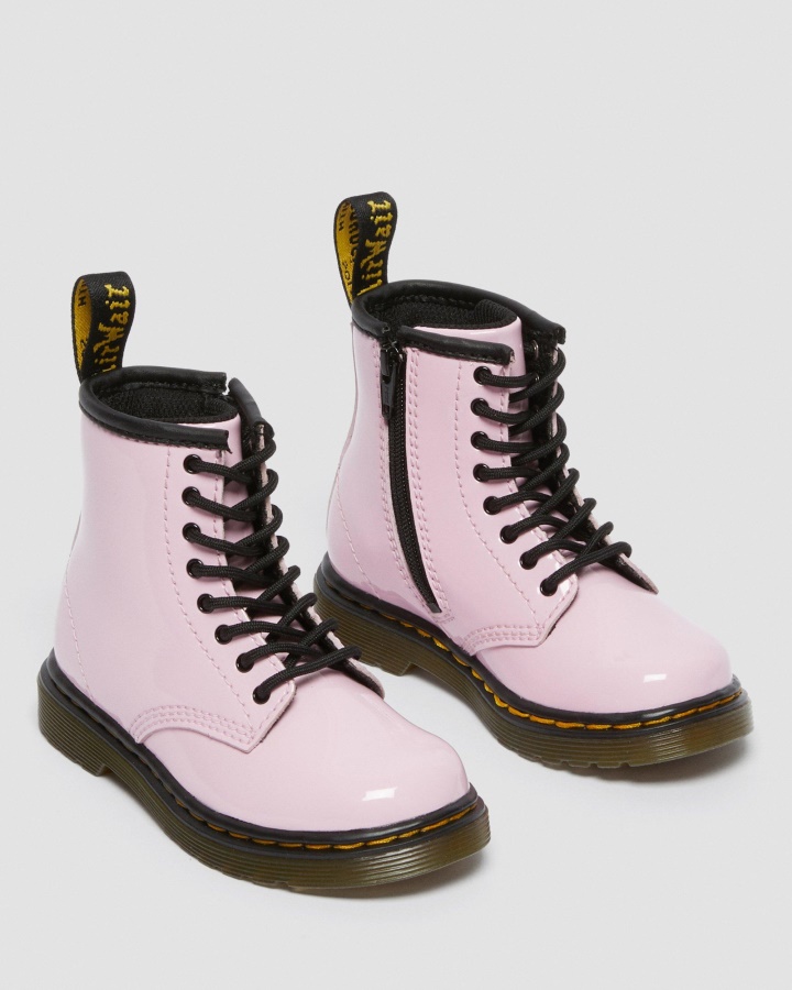 Dr.martens Romania Cizme Lacuite Roz Pal Pentru Copii Mici 1460 Cizme Cu Siret