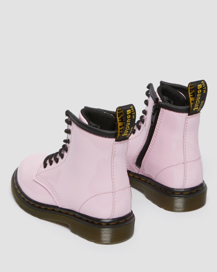 Dr.martens Romania Cizme Lacuite Roz Pal Pentru Copii Mici 1460 Cizme Cu Siret