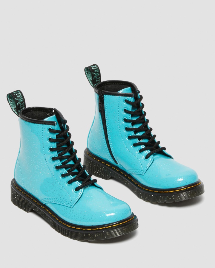 Cizme Dr.martens Romania Junior 1460 Cu Sclipici Turcoaz Cu Sclipici Cosmice