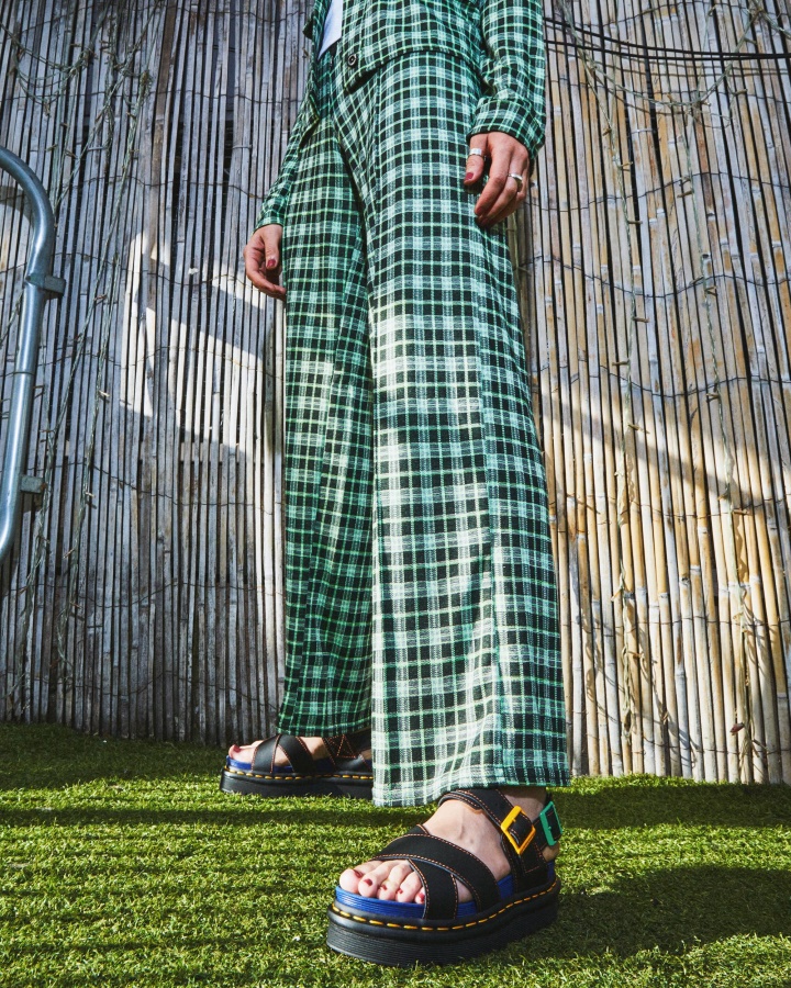 Dr.martens Romania Neagra Hydro Leather Voss Ii Colorblock Hydro Sandale Cu Curea Din Piele