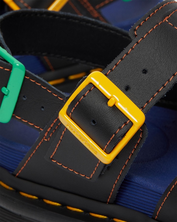 Dr.martens Romania Neagra Hydro Leather Voss Ii Colorblock Hydro Sandale Cu Curea Din Piele