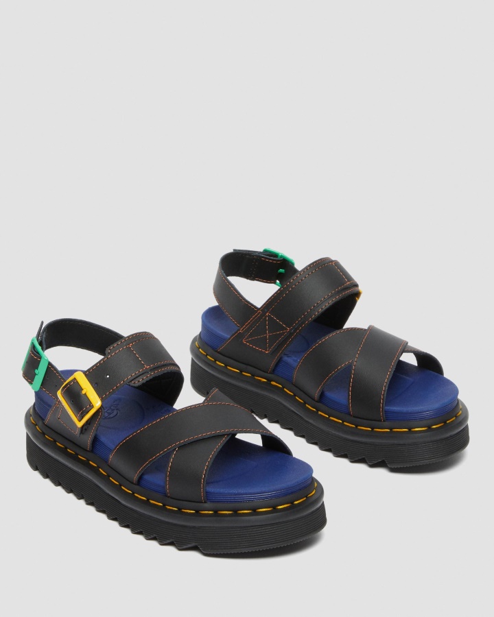 Dr.martens Romania Neagra Hydro Leather Voss Ii Colorblock Hydro Sandale Cu Curea Din Piele