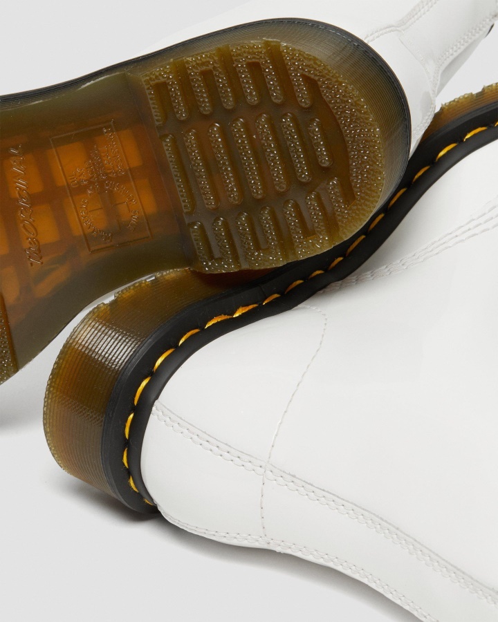 1460 Cizme De Damă Din Piele Lăcută Cu șireturi, Canada Dr.martens Romania, Alb, Lamă