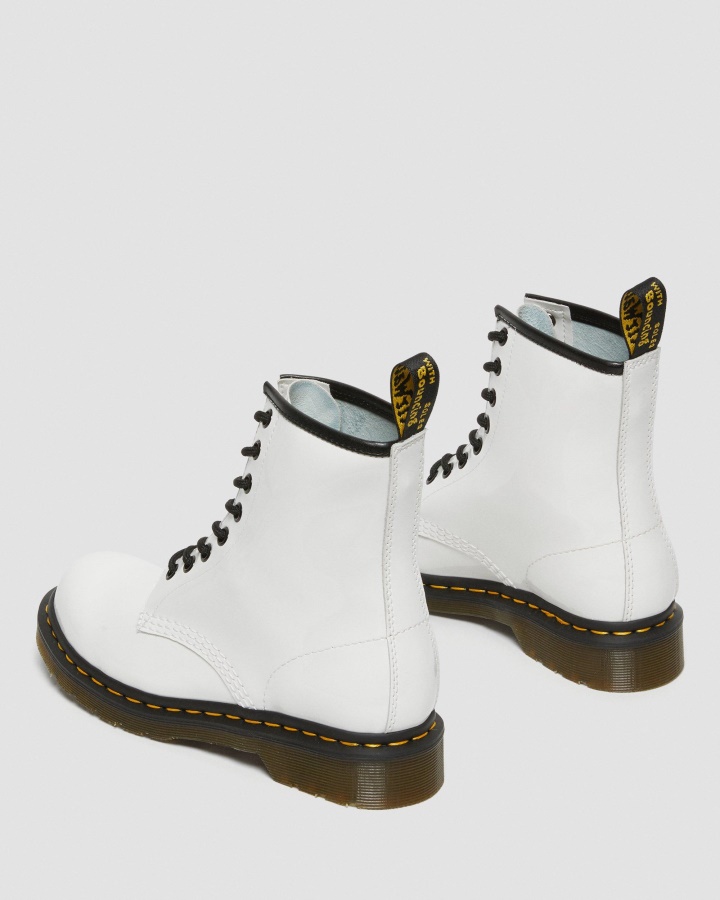 1460 Cizme De Damă Din Piele Lăcută Cu șireturi, Canada Dr.martens Romania, Alb, Lamă