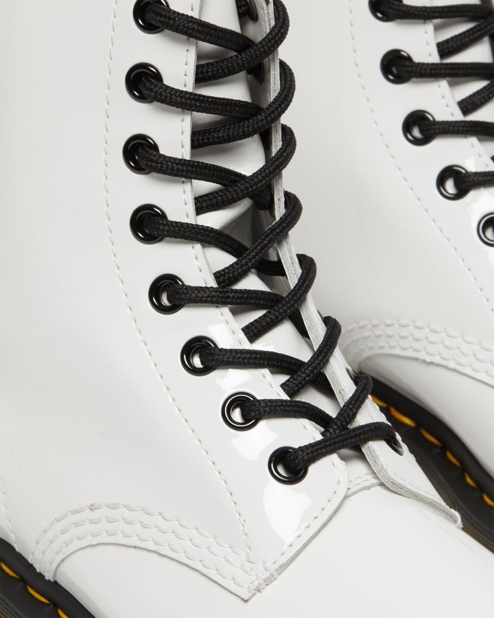 1460 Cizme De Damă Din Piele Lăcută Cu șireturi, Canada Dr.martens Romania, Alb, Lamă