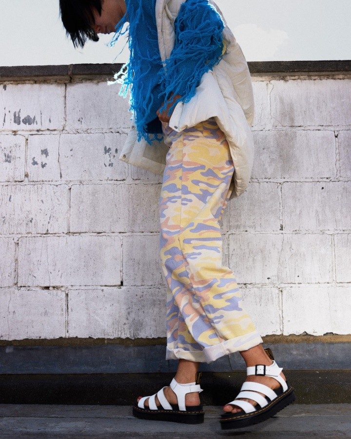 Sandale Blaire Hidro Cu Curele Din Piele Dr.martens Romania Alb Piele Hidro