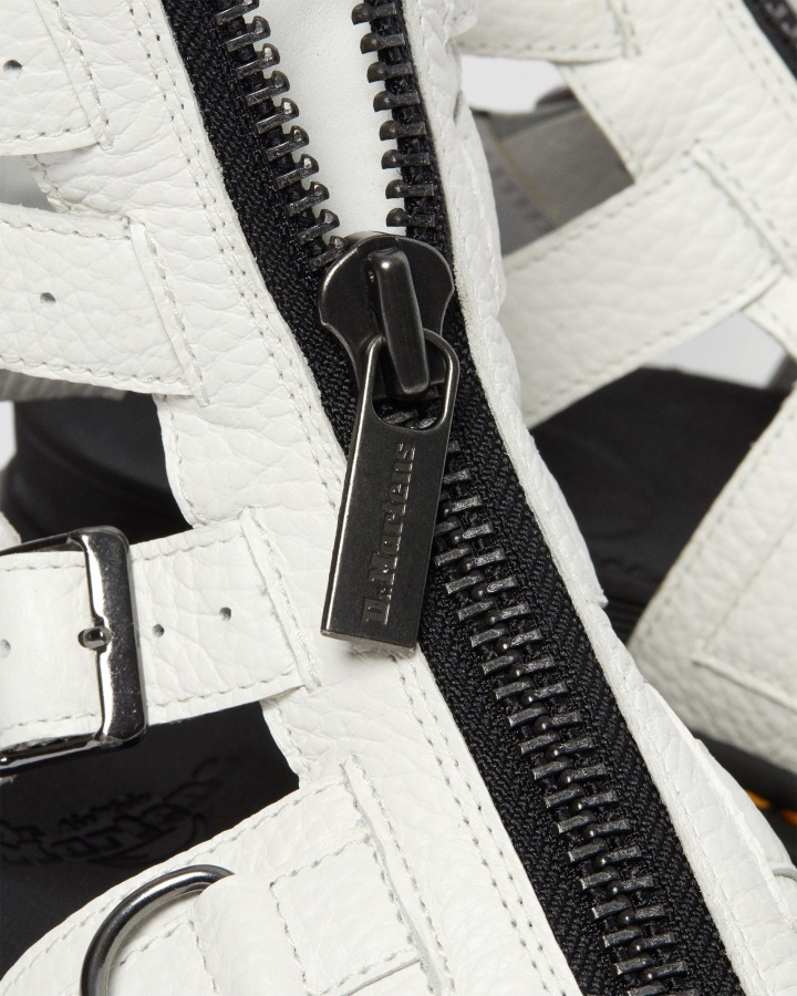 Sandale Cu Curea Din Piele Cu Fermoar Olson Dr.martens Romania Piele Nappa Frezata Alb