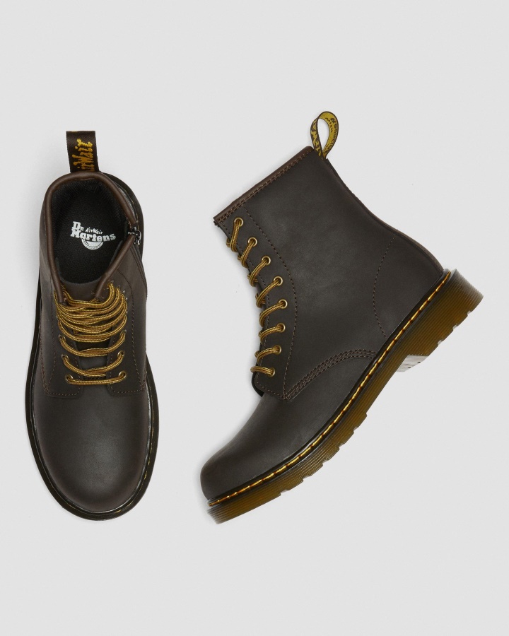Cizme Pentru Tineret 1460 Wildhorse Din Piele Maro Inchis Wildhorse Lamper Dr.martens Romania