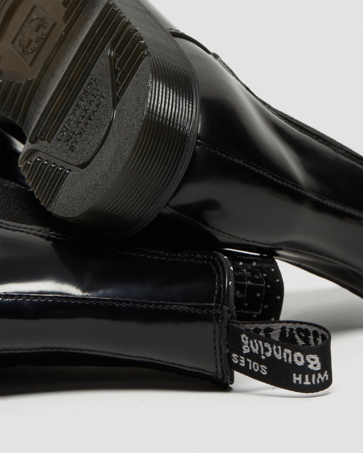 Dr.martens Romania Negru Lustruit Smooth Flora Cizme Chelsea Dama Piele Neteda