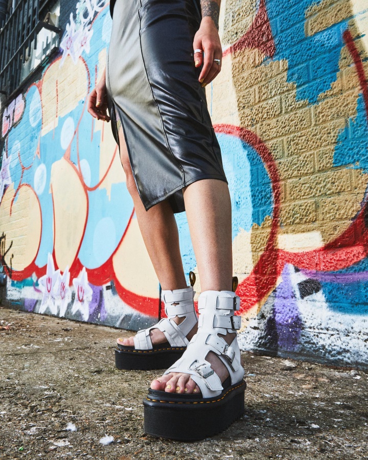 Sandale Gladiator Cu Platforma Piele Giavanna Dr.martens Romania White Softy T