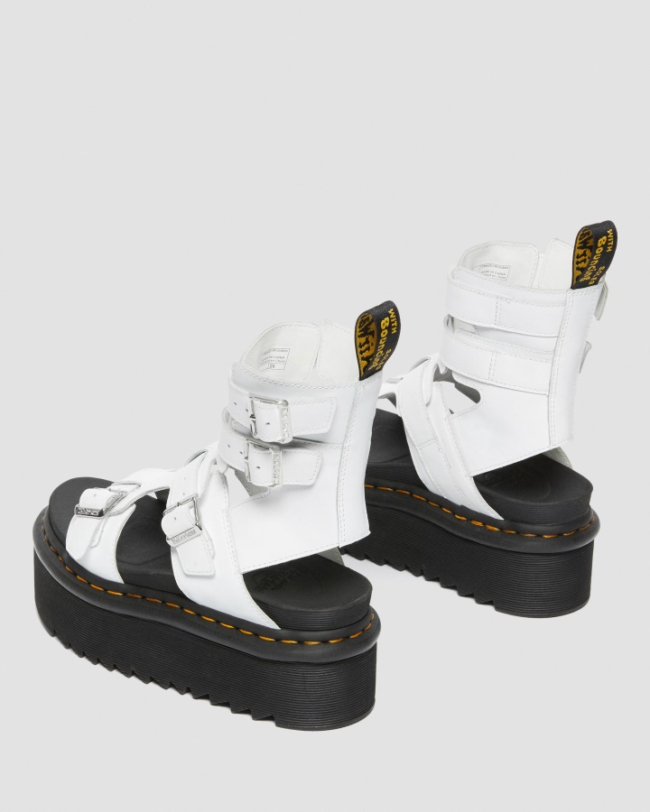 Sandale Gladiator Cu Platforma Piele Giavanna Dr.martens Romania White Softy T