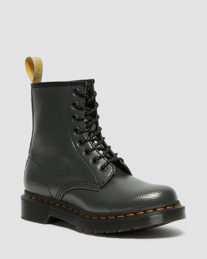 Cizme Dr.martens Romania Gri Alumix Hex Emboss Vegan 1460 Metalic Emboss Cu Siret