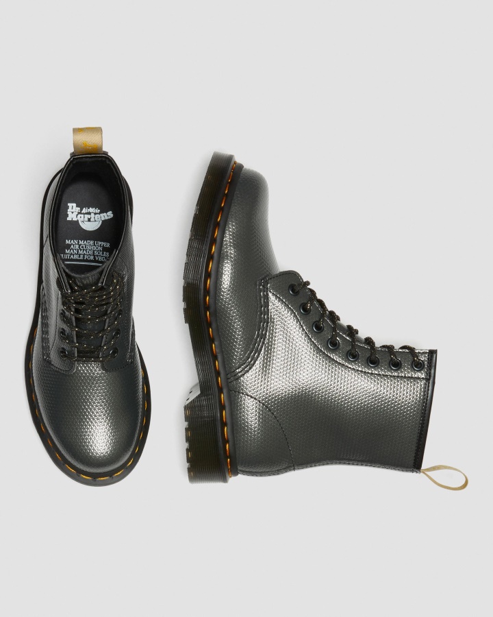 Cizme Dr.martens Romania Gri Alumix Hex Emboss Vegan 1460 Metalic Emboss Cu Siret
