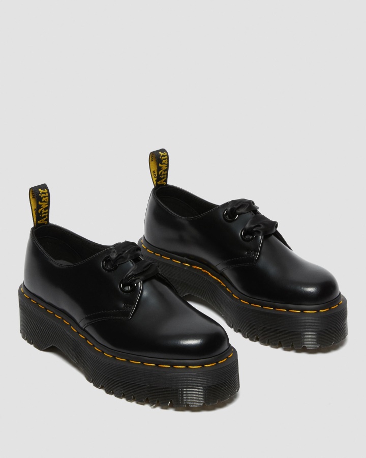 Pantofi Dama Holly Cu Platforma Din Piele Dr.martens Romania Piele Buttero Neagra