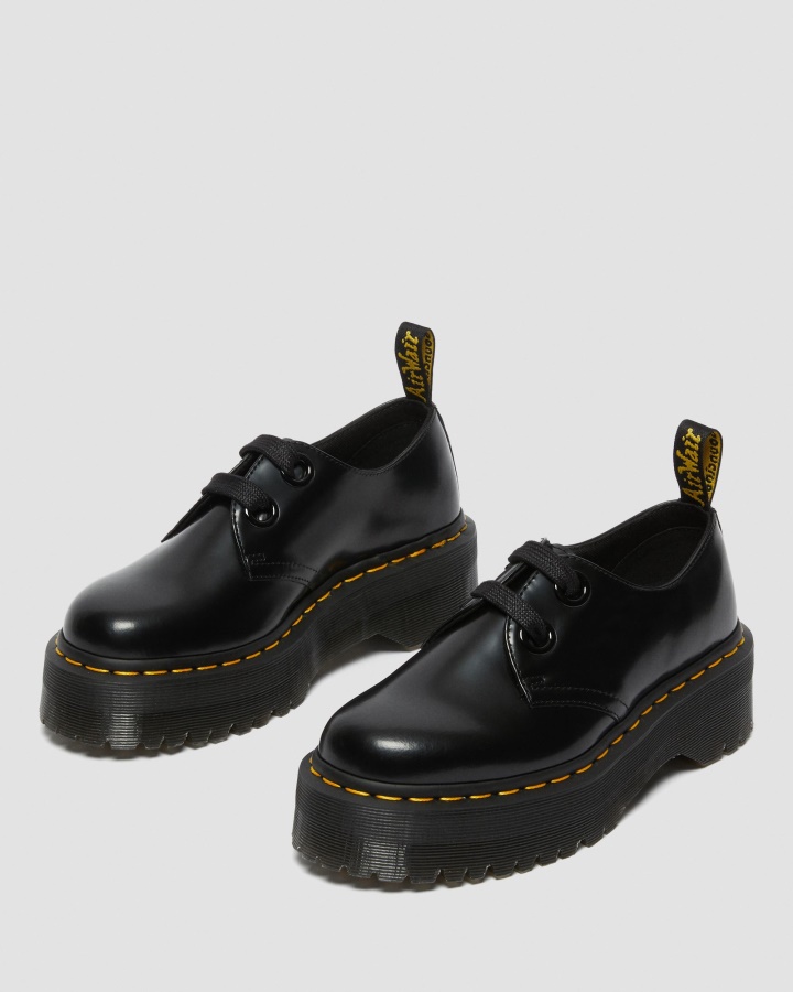 Pantofi Dama Holly Cu Platforma Din Piele Dr.martens Romania Piele Buttero Neagra
