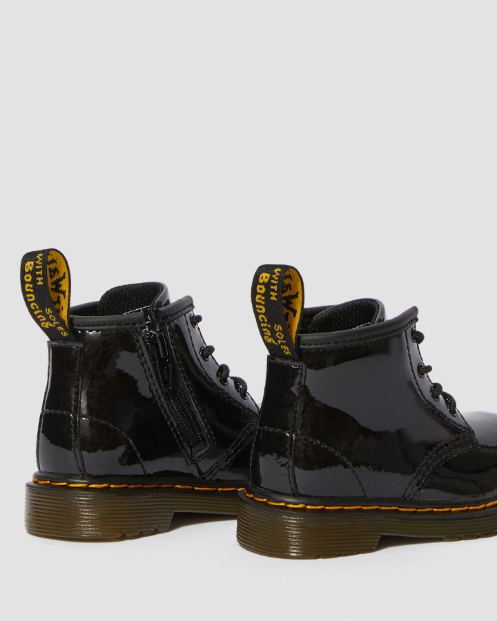 Dr.martens Romania Negru Lacuit Lamper Infantil 1460 Cizme Lacuite Cu Siret