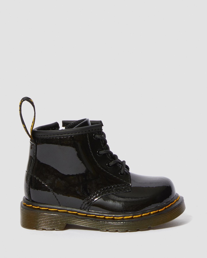 Dr.martens Romania Negru Lacuit Lamper Infantil 1460 Cizme Lacuite Cu Siret