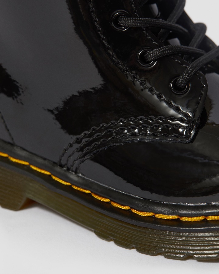 Dr.martens Romania Negru Lacuit Lamper Infantil 1460 Cizme Lacuite Cu Siret