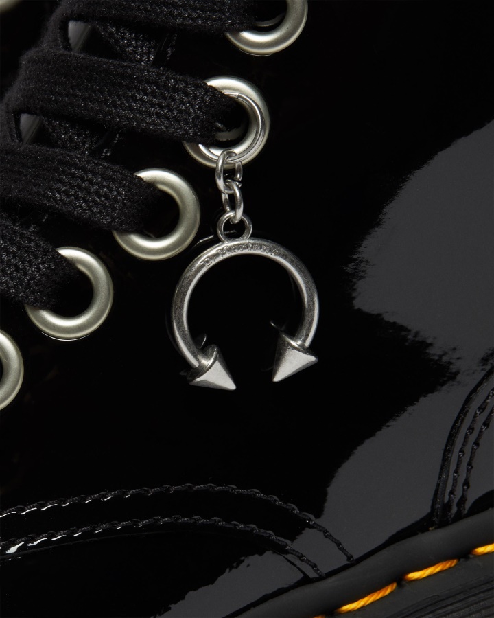 Dr.martens Romania Neagra Lacuita Jadon Max Chain Cizme Cu Platforma Din Piele Lacuita