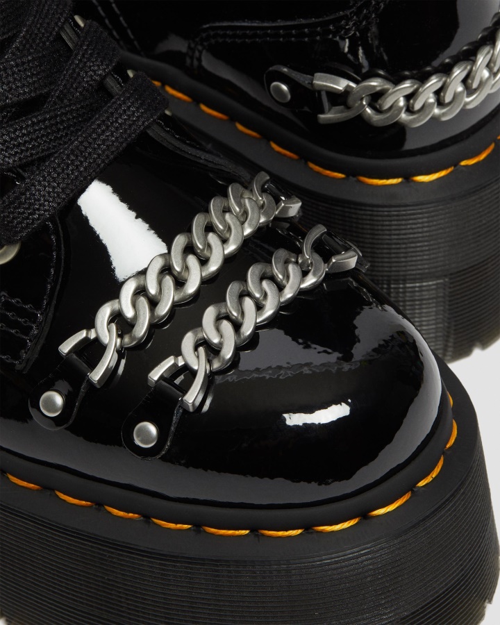 Dr.martens Romania Neagra Lacuita Jadon Max Chain Cizme Cu Platforma Din Piele Lacuita