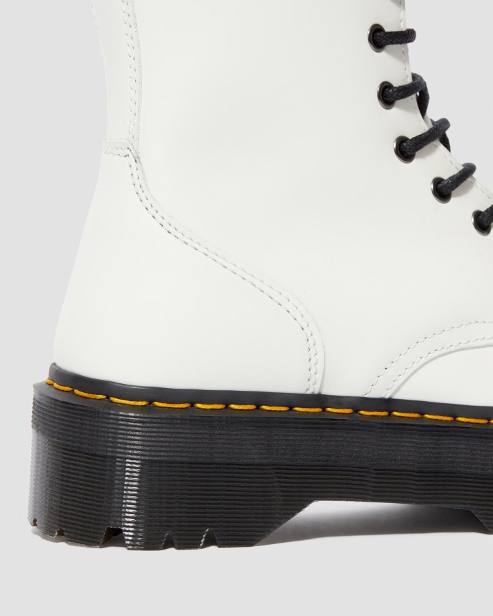 Dr.martens Romania Alb Lustruit Neted Jadon Piele Neteda Cizme Platforma