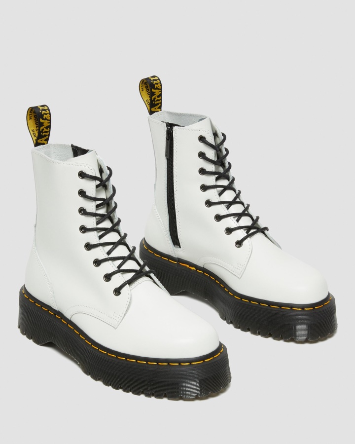 Dr.martens Romania Alb Lustruit Neted Jadon Piele Neteda Cizme Platforma