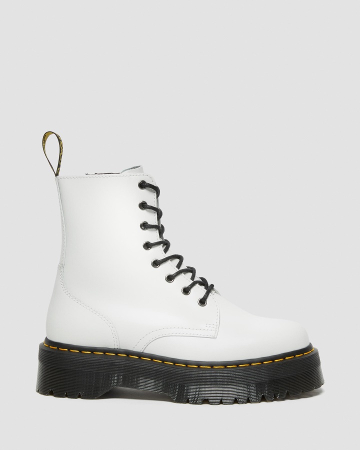 Dr.martens Romania Alb Lustruit Neted Jadon Piele Neteda Cizme Platforma