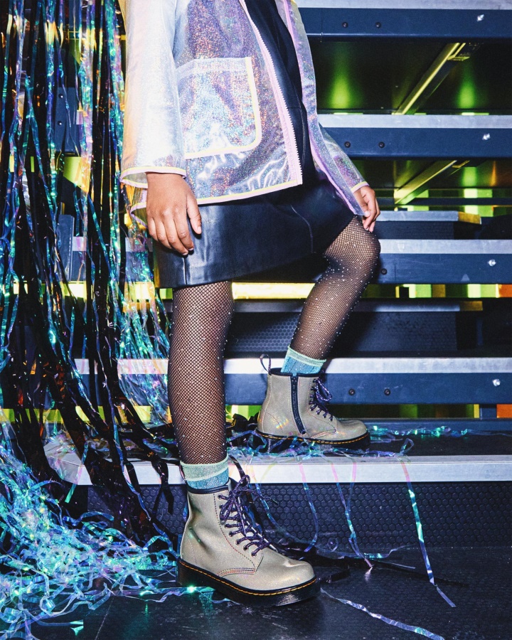 Cizme Junior 1460 Sparkle Rays Cu Siret Dr.martens Romania Silver Lightshow