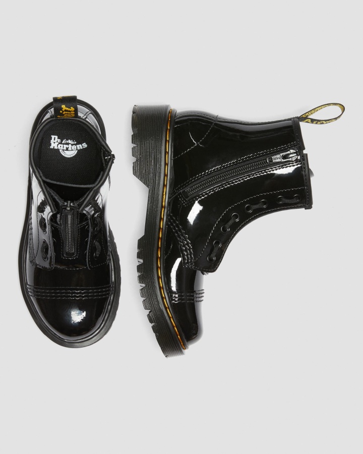 Dr.martens Romania Negru Lacuit Lamper Junior Sinclair Bex Cizme Din Piele Lacuita
