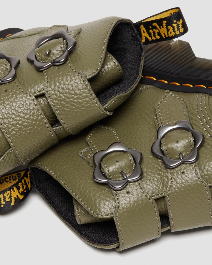 Cizme Cu Platformă Din Piele Cu Cataramă Flori Devon Canada Dr. Martens România Piele Nappa Frezată Verde Kaki